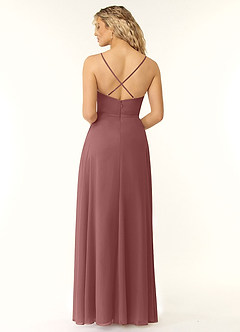 Azazie Naeem Bridesmaid Dresses Desert Rose A-Line V-Neck Ruffle Chiffon Dress image2