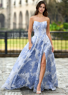 Thalia Sky Blue Enchanted Garden Lace-Up A-Line Prom Dress image3