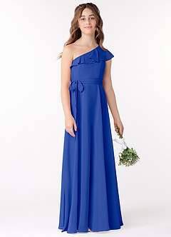 Azazie Eletta A-Line Ruched Chiffon Floor-Length Junior Bridesmaid Dress image2