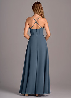 Azazie Carolyn Abiti da Damigella Abito A-Line in Chiffon Plissettato Blu Nettuno image6