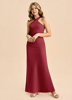 Azazie Doretta Junior Robe Fourreau en Mousseline de soie Plissée Grenade image5