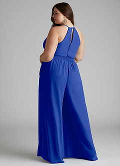 Azazie Kenzi Jurken voor bruidsmeisjes Jumpsuit van Chiffon Geplooid Koningsblauw image9