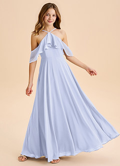 Azazie Tessabelle Junior Vestido de Lavanda de Gasa de Corte en A con Vestidos sin tirantes image4