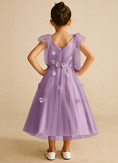 Azazie Minia Flower Girl Dresses Wisteria A-Line Bow Matte Satin Dress image6