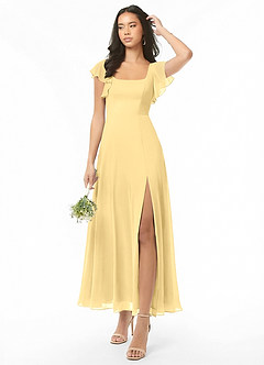 Azazie Bondi Bridesmaid Dresses Butter A-Line Ruched Chiffon Dress image1