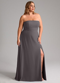 Azazie Wren Bridesmaid Dresses Steel Grey A-Line Side Slit Chiffon Convertible Dress image12