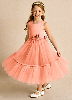 Azazie Miracle Flower Girl Dresses Sunset A-Line Bow Matte Satin Dress image4