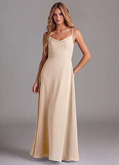 Azazie Daenerys Bridesmaid Dresses White Alabaster A-Line Cowl Chiffon Dress image1