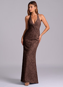 Azazie Valerie Vendita Finale Abito Sirena in Burnout Floreale Plissettato Burgundy image4