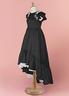 Barbie ♥ Azazie vestidos de niña de las flores Vestido de Negro de Satén Elástico de Corte En A con Encaje image9
