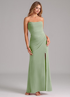 Azazie Leonis Bridesmaid Dresses Dusty Sage Mermaid Strapless Velvet Dress image5