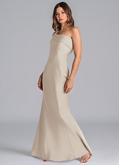 Azazie Driea Brudtärnklänningar Klä av Sjöjungfru i Stretch Satin Ena axeln Frost image6