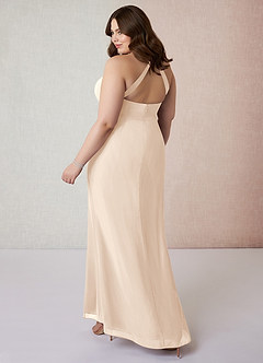 Azazie Becca Brautjungfernkleider Etui V-Hals Chiffon Kleid Alabaster Weiß image10