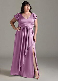 Azazie Omari Bridesmaid Dresses Wisteria A-Line Stretch Satin Dress image10