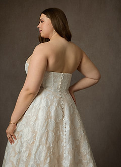 Azazie Meadow Abiti da Sposa Abito Principessa in Jacquard Floreale Devoré Senza Cinturino Diamante Bianco Nudo image13