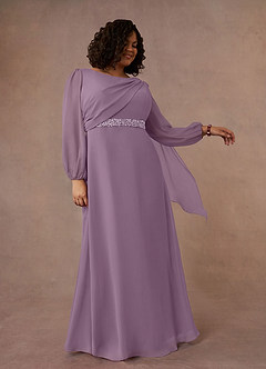 Azazie Priyanka Abiti per la Madre della Sposa Abito A-Line in Chiffon Plissettato con Scollo a Barca Glicine image3