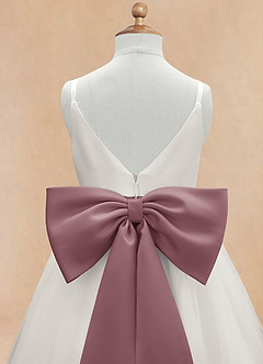 Azazie Lea Flower Girl Dresses Vintage Mauve A-Line Spaghetti Strap Tulle Dress image9