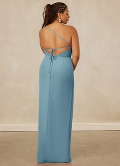 Christian Siriano Bridal for Azazie 1003 Bridesmaid Dresses Moody Blue Sheath One Shoulder Chiffon Dress image15