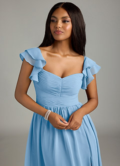 Azazie Anaya Brautjungfernkleider A-Linie Herzausschnitt Chiffon Kleid Puderblau image6