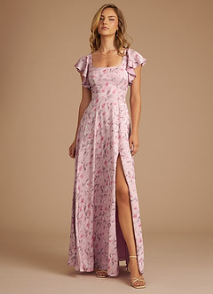 Azazie Bondi At-home Try On Dresses Rosette Dreamy Floral A-Line Ruched Dreamy Floral Dress image1