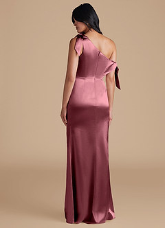 Azazie Xyla Robes de demoiselle d'honneur Robe Fourreau Convertible en Satiné métallisé Épaule décolletée Rose Du Désert image5