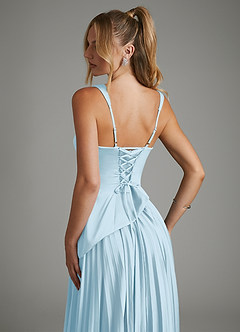 Azazie Stephanie Bridesmaid Dresses Sky Blue A-Line Corset Stretch Satin Dress image10