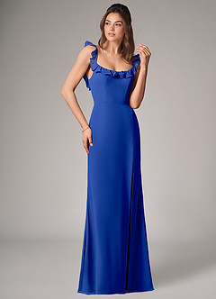 Azazie Callie Abiti da Damigella Abito Convertibile Sirena in Chiffon Spacco Laterale Blu Reale image3