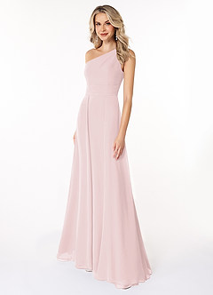 Azazie Dallas Bridesmaid Dresses Blushing Pink A-Line One Shoulder Chiffon Dress image1