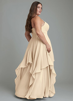 Azazie Zaina Bridesmaid Dresses Champagne A-Line Chiffon Dress image2