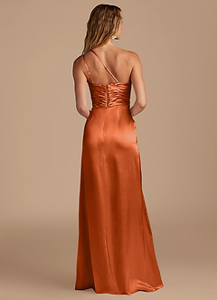 Azazie Eren Final Sale Burnt Orange Sheath One Shoulder Metallic Satin Dress image5