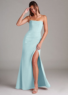 Azazie Leonis Bridesmaid Dresses Sea Glass Sheath Strapless Chiffon Convertible Dress image1