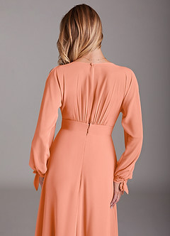 Azazie Matilda Brautjungfernkleider A-Linie Langarm Chiffon Kleid Sonnenuntergang image8