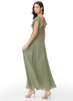 Azazie Bondi Bridesmaid Dresses Pistachio A-Line Ruched Chiffon Dress image4