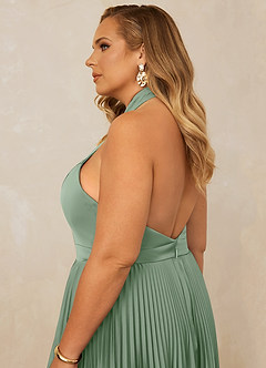 Christian Siriano Bridal for Azazie 1007 Bridesmaid Dresses Matcha A-Line Pleated Stretch Satin Dress image9