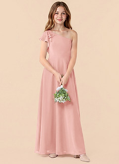 Azazie Arabella Junior Rosette A-Line Ruched Chiffon Dress image1