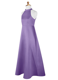 Azazie Laurel Junior Robe Trapèze en Mat Satiné Tahiti image8
