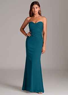 Azazie Katelyn Bridesmaid Dresses Ink Blue Sheath Strapless Mesh Convertible Dress image5