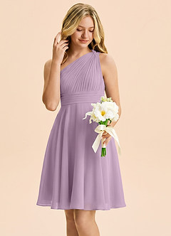 Azazie Charlize Junior Wisteria A-Line Pleated Chiffon Dress image4