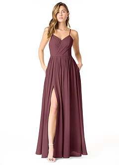 Azazie Cora Bridesmaid Dresses Sangria A-Line Pleated Chiffon Dress image1