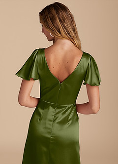 Azazie Soren Final Sale Auburn A-Line Pleated Metallic Satin Dress image6