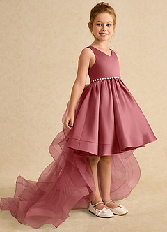 Azazie Julietta Robe Demoiselle D'honneur Fillette Robe Princesse en Tulle Convertible Antique Rose image3