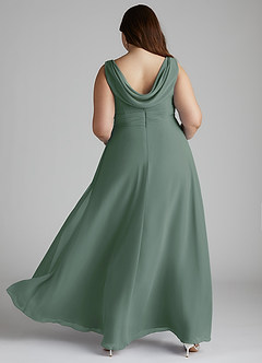 Azazie Karina Bridesmaid Dresses Eucalyptus A-Line Pleated Chiffon Dress image9