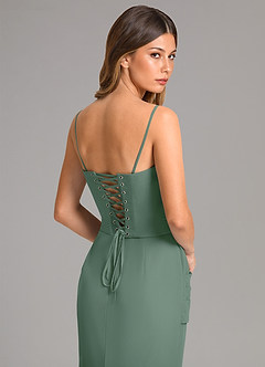 Azazie Sorrel Bridesmaid Dresses Eucalyptus Mermaid Corset Chiffon Dress image7