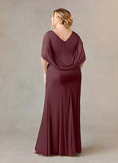 Azazie Belladonna Mother of the Bride Dresses Cabernet Mermaid Scoop Pleated Mesh Dress image9
