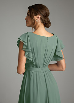 Azazie Daphne Modest Bridesmaid Dresses A-Line Ruffled Chiffon Floor-Length Dress image6