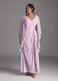 Azazie Manuella Mother of the Bride Dresses Frosted Lilac A-Line V-Neck Pleated Chiffon Dress image12