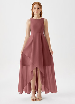 Azazie Lizette Junior Amethyst A-Line Pleated Chiffon Dress image3
