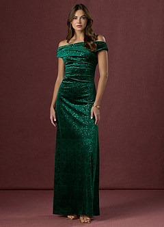 green emerald velvet dress New Emerald Mossy Maxi Slip Dress main image 1