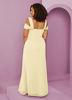 Barbie ♥ Azazie Bridesmaid Dresses Lemon Sorbet A-Line Off the Shoulder Chiffon Dress image7