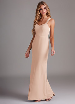 Azazie Denice Bridesmaid Dresses English Rose Sheath Pleated Chiffon Dress image3